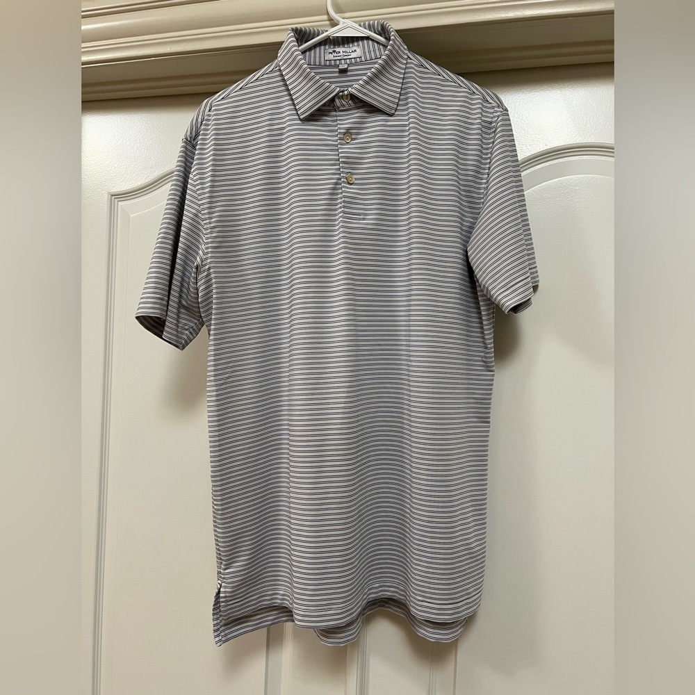 Peter Millar Summer Comfort navy and white striped Men's Polo Shirt (medium)